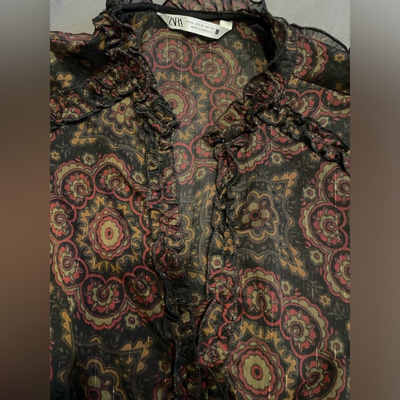 ZARA Beautiful Short Ruffle Boho/Western Style Dress Sz XL - Picture 7 of 9